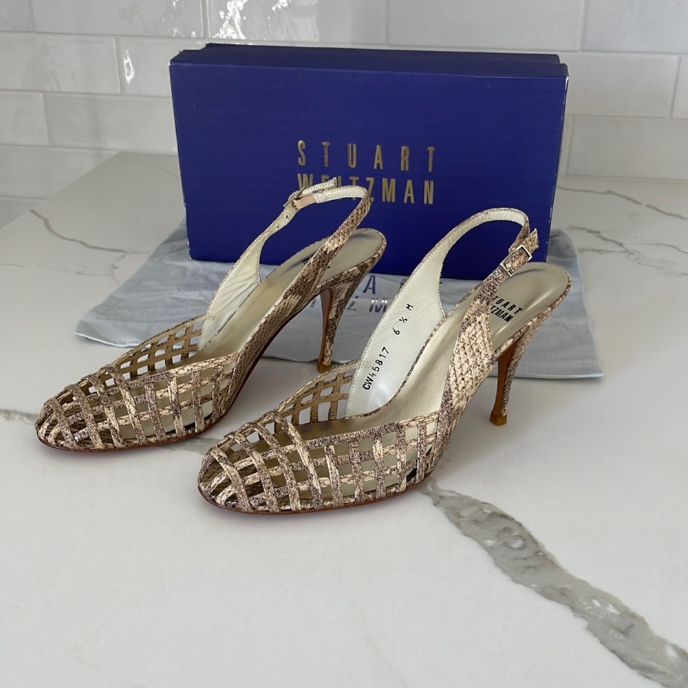 Stuart Weitzman Mapsling Heels in Natural Python | 6.5 M